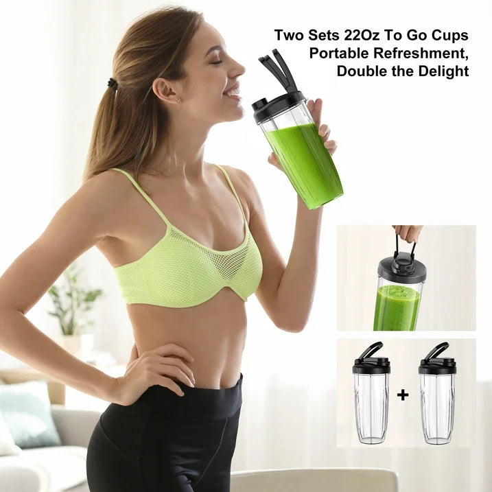 Smoothie Blender for Shakes and Smoothies, Blenders for Kitchen, Protein Drinks, Personal Blender with 2 22Oz Smoothie Cups with Lids