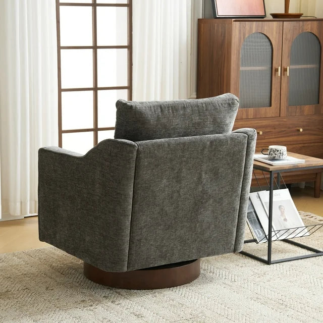Ktaxon 360 Swivel Accent Chair Soft Chenille Fabric Arm Chair High Resilience Cushion Ideal for Living Room Bedroom Furniture Gray