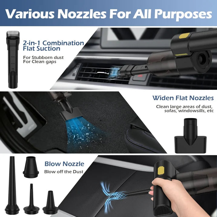 AVAPOW Handheld Car Vacuum Cordless, 8 in 1 Rechargeable 18000 PA High Suction Power Portable Vacuum Duster Cleaner, 1.2Lbs Mini Hand Vaccum with 7200 mAh Battery, with 8 Nozzles