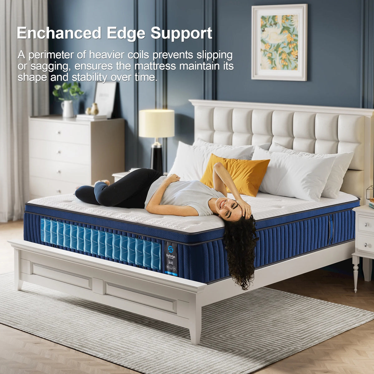 Queen Size Mattress, 14 Inch Ice Silk Foam Mattress in a Box with 7 Premium Layers, Medium Firm Gel Hybrid Mattress with Pressure Relief and Support for Cool Night, CertiPUR-US Certified, 80"x60"x14“