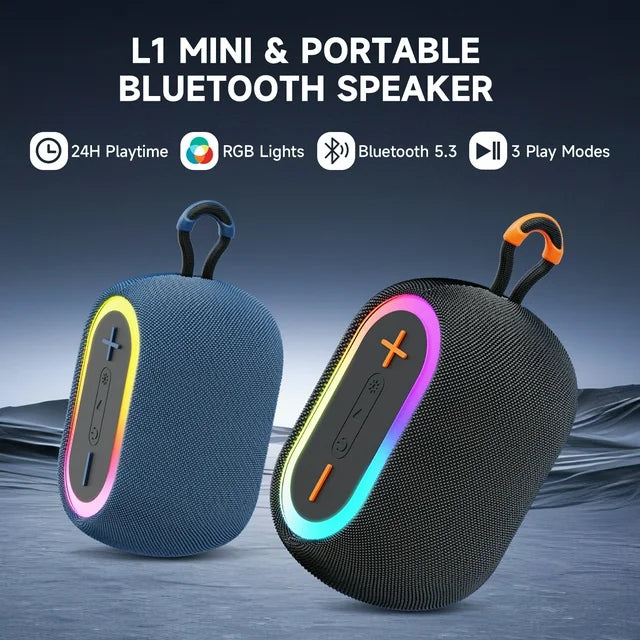 FanFun Portable Speaker, 30W Powerful Stereo Sound Bluetooth Speaker with DJ Lights, IPX7 Waterproof Speaker for Outdoor, Travel, Hiking, 6-8H Playtime, Supports Bluetooth, TF card, USB, L1-Blue