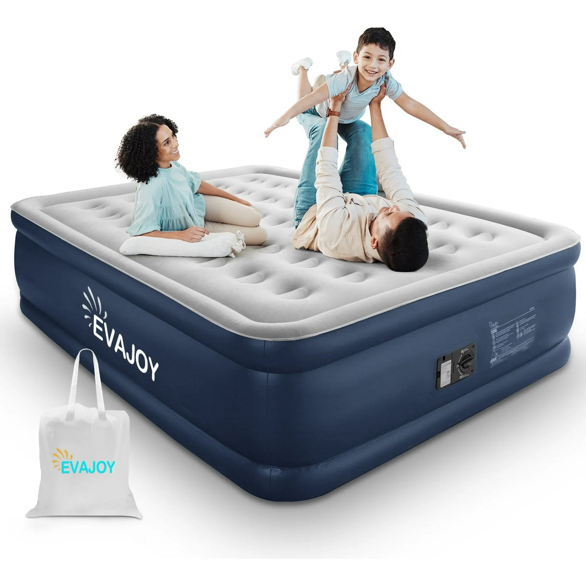 Air Mattress, Queen Inflatable Airbed with Built-in Pump, 18'' Waterproof Flocked Top for Home/Camping/Travel, Max 650lbs