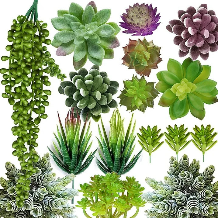 Aisutha Artificial Succulent Plants 16 Pcs Set Faux Succulents Unpotted Fake Succulent Plants, Premium Crafting DIY Floral Decor for Home Garden Office Party (High Realistic )