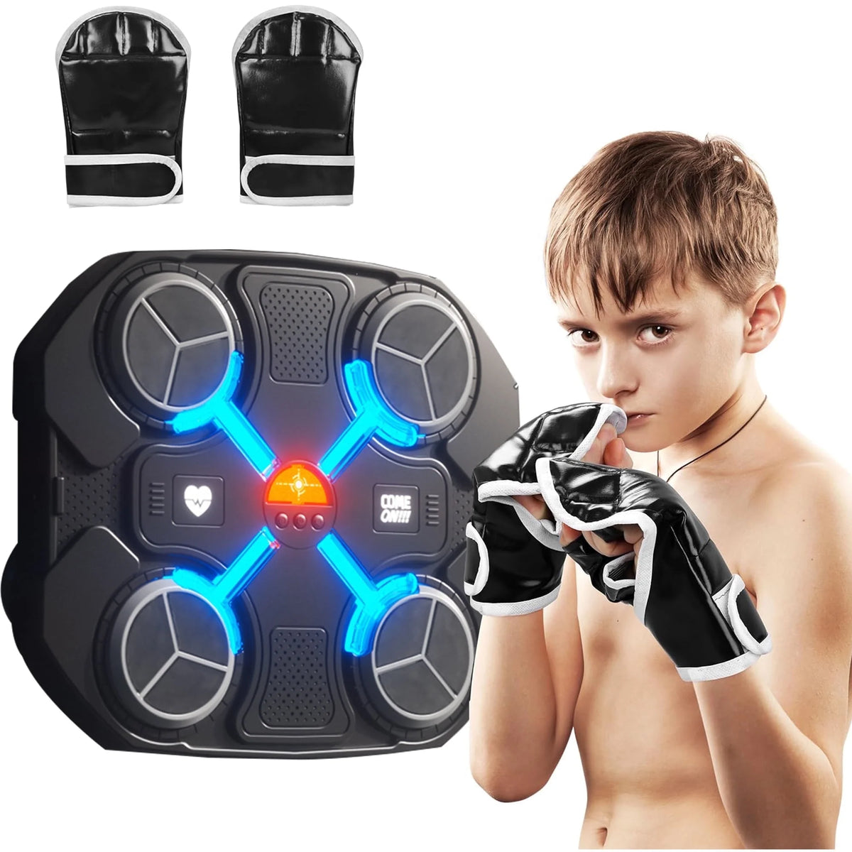Arsvita Music Boxing Machine, Interactive Punching Game with LED Lights and Music, Fun Fitness Training for Kids and Adults, Adjustable Height and Speed