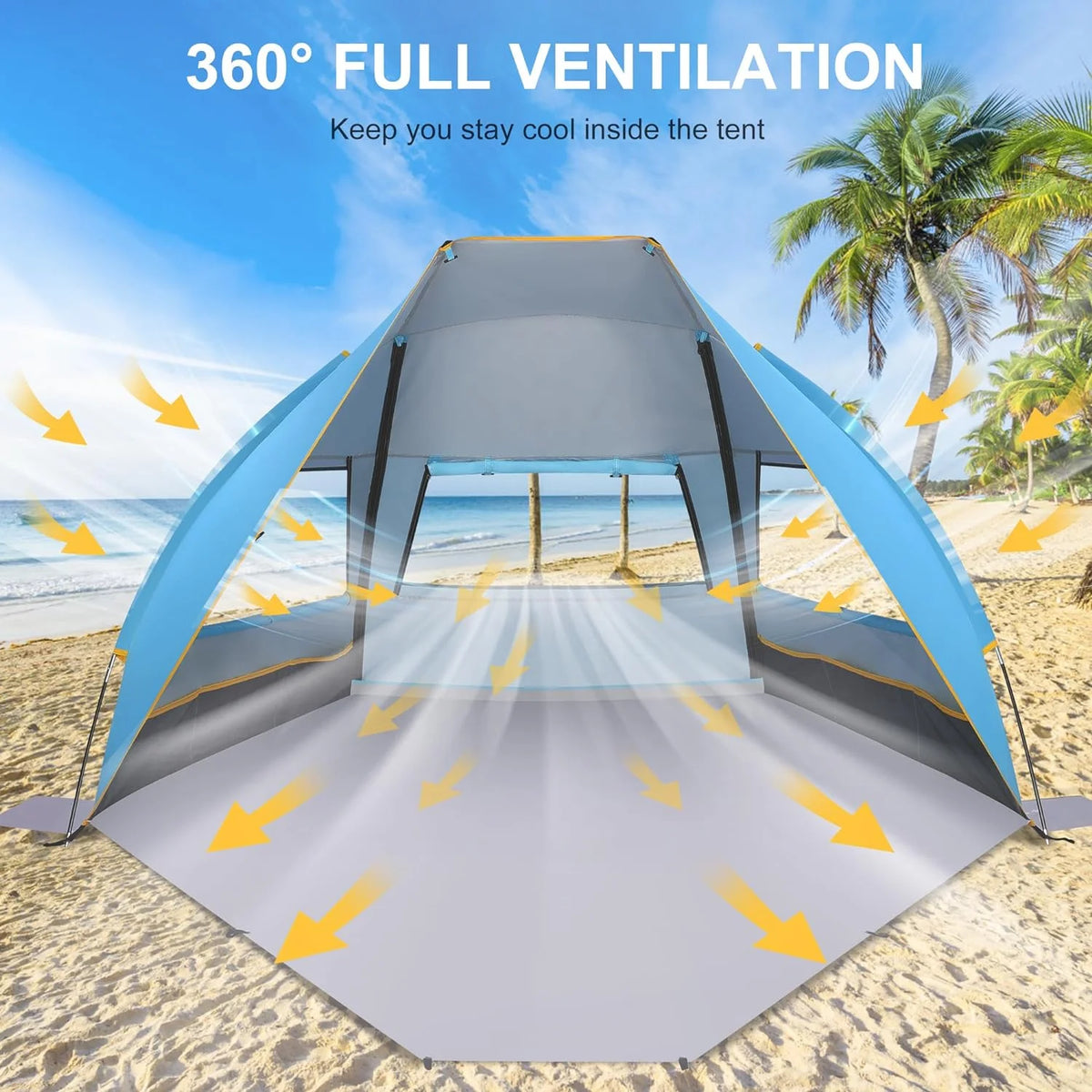 Aship Beach Tent, Spacious 4-5 Person Sun Shelter with Canopy