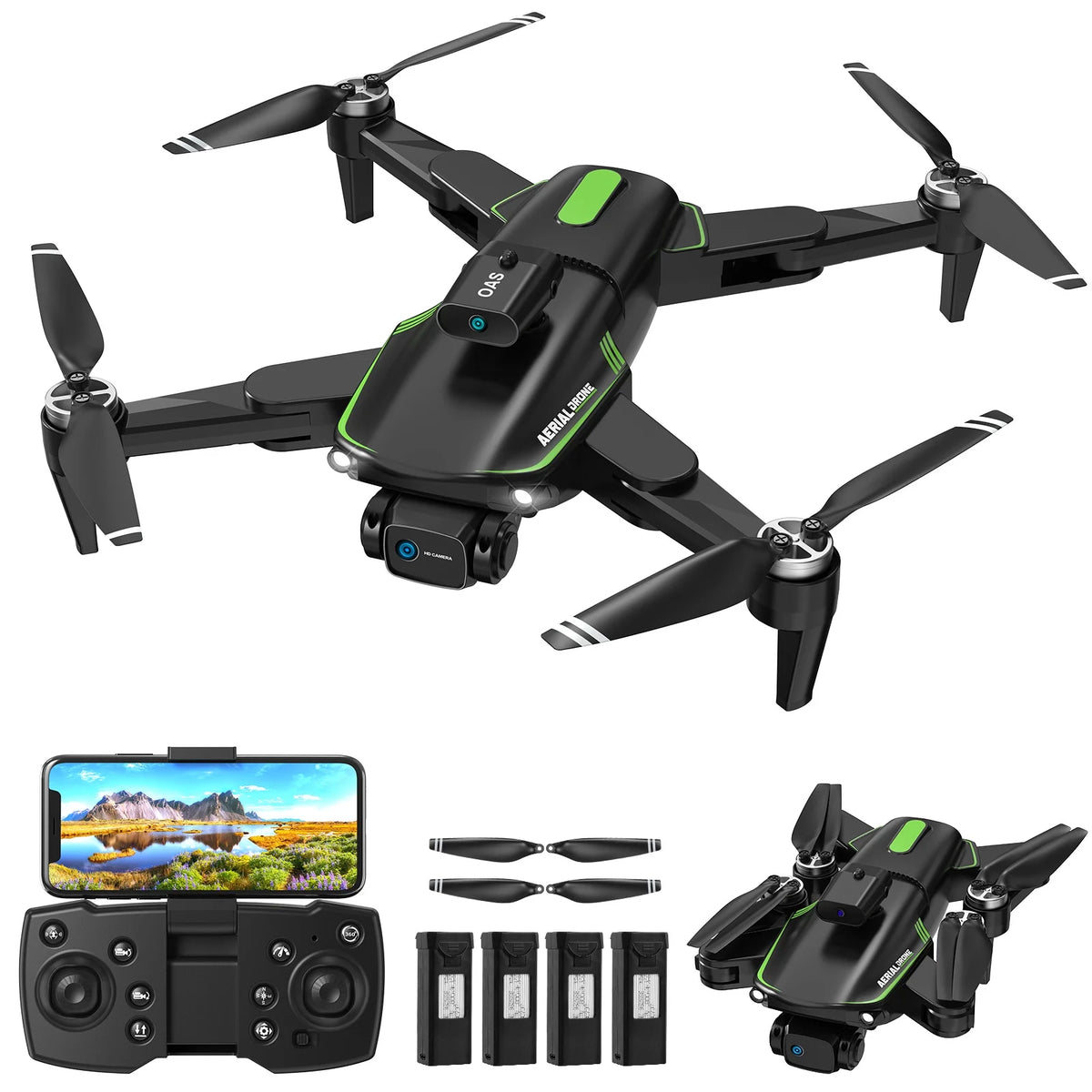 Drone with Camera 4k for Adults, Dual HD Cameras 90 Adjustable Lens, Brushless Motor, Optical Flow Positioning, Headless Mode, 12.6 11 2.8in