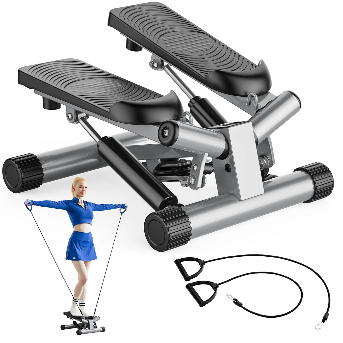 EDX Mini Stepper, Maintaining 30lbs of Resistance During Exercise, a 265lbs Weight Capacity, Digital Monitor, Gray