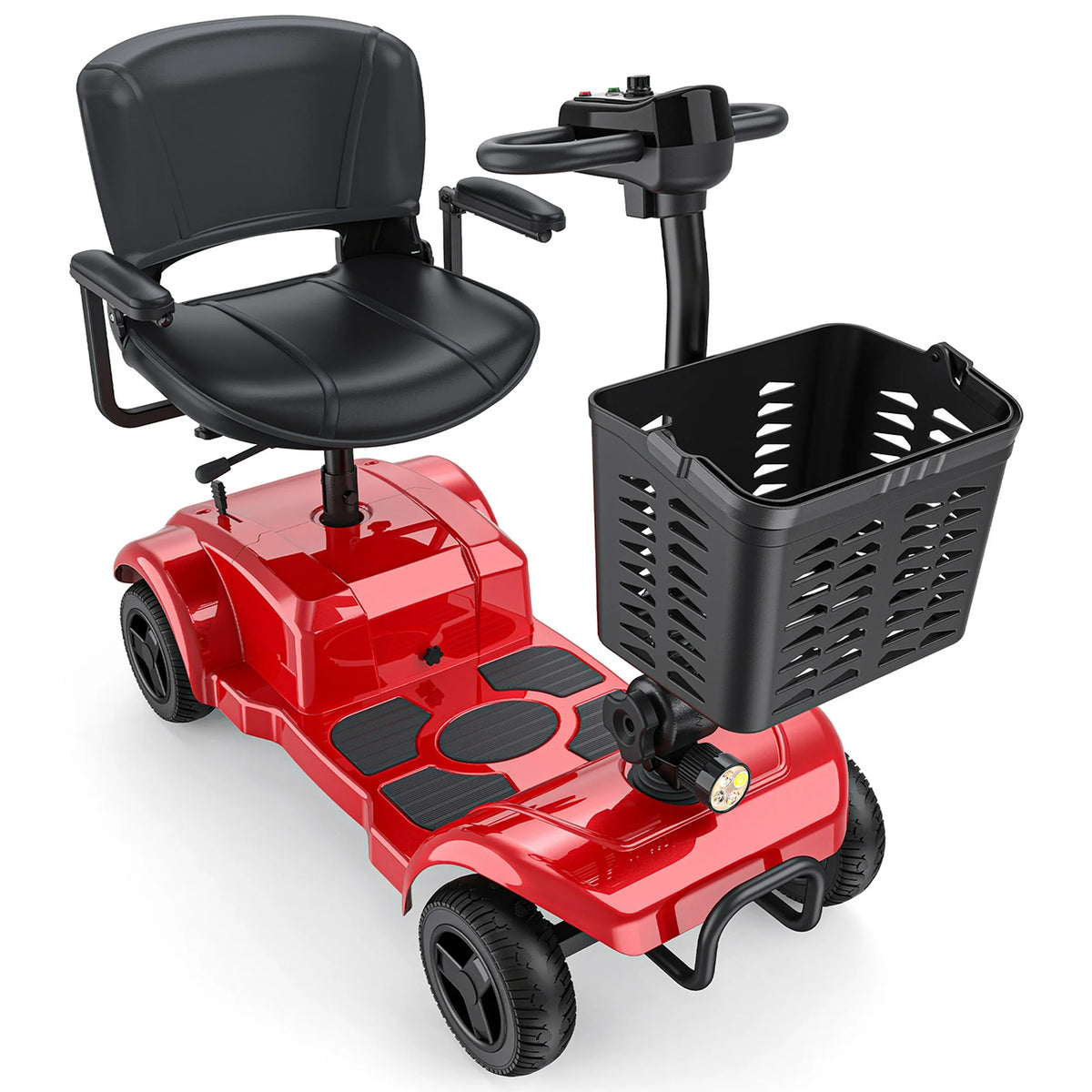 ENGWE 4 Wheels Folding Mobility Scooter with Basket๏ผElectric Powered Travel Wheelchair for Elderly๏ผ264lbs for Adult,Red
