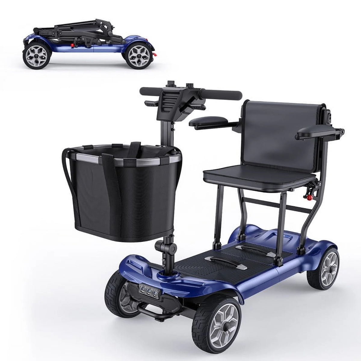 ENGWE 43Lbs Lightweight Mobility Scooter for Seniors,Foldable Electric Wheelchair Available by plane,No installation required,Blue(Dual Battery)