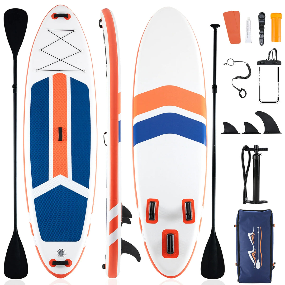 Edx Inflatable Stand Up Paddle Boards 10 ft 5 in with Premium SUP Paddle Board Accessories, Wide Stable Design, Non-Slip Comfort Deck for Youth & Adults,blue orange