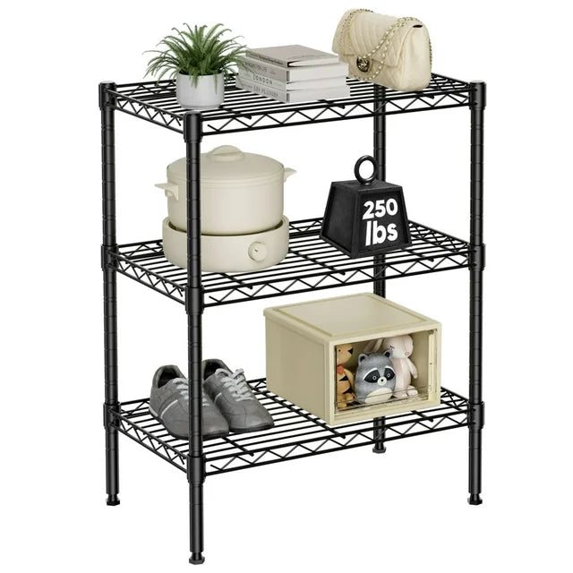 EverPick 3-Tier Storage Shelving Unit, Adjustable Metal Wire Racks Heavy Duty Standing Shelf Organizer for Kitchen, Closet, Pantry, Garage, Bathroom, Laundry