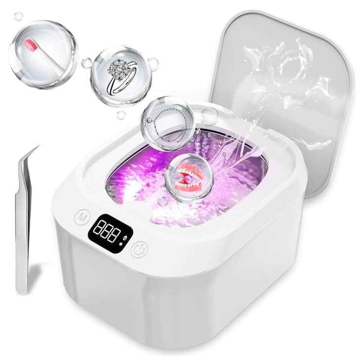 FETERVIC 48kHz Ultrasonic Retainer Cleaner Machine with 220ML, 3 Modes, Ultrasonic Jewelry Cleaner Denture Cleaner for Aligners, Rings, Watches, and Glasses