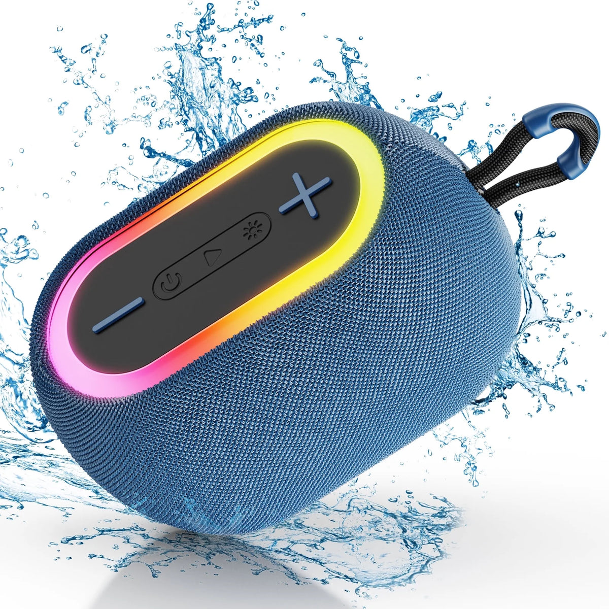 FanFun Portable Speaker, 30W Powerful Stereo Sound Bluetooth Speaker with DJ Lights, IPX7 Waterproof Speaker for Outdoor, Travel, Hiking, 6-8H Playtime, Supports Bluetooth, TF card, USB, L1-Blue