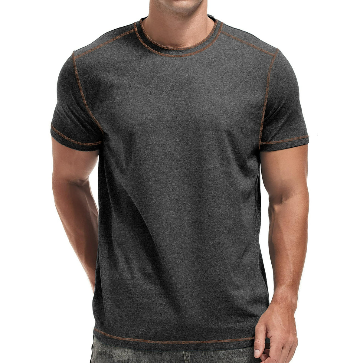 GENTS BLISS Crew Neck Men T-shirts Short Sleeve Shirts for Men Contrast Lines Casual Men Shirts