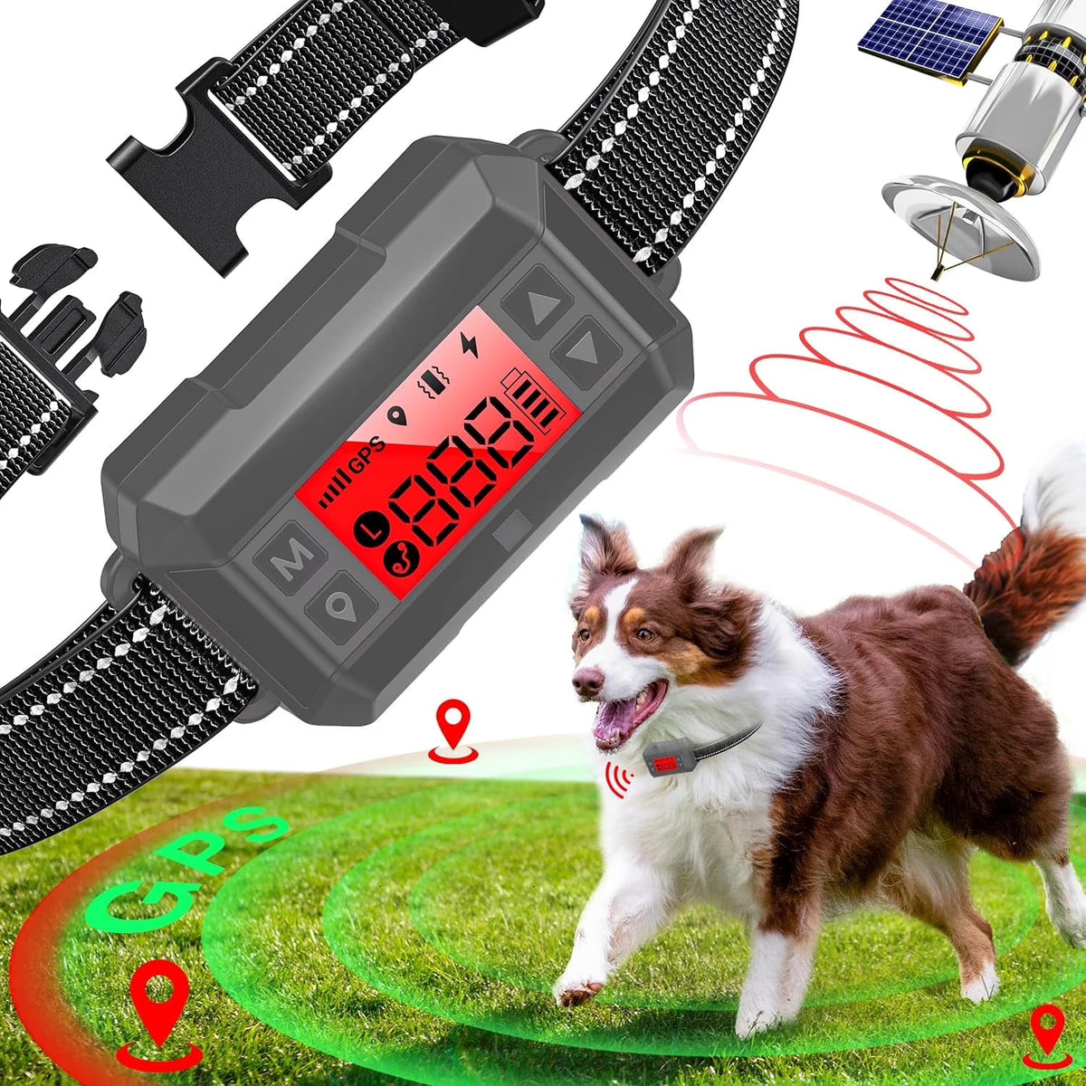 GPS Wireless Dog Fence System – CICPAP 33–999 Yards Rechargeable Electric Dog Boundary Collar, Smart Perimeter Containment System for Medium & Large Dogs, Waterproof for Outdoor Use