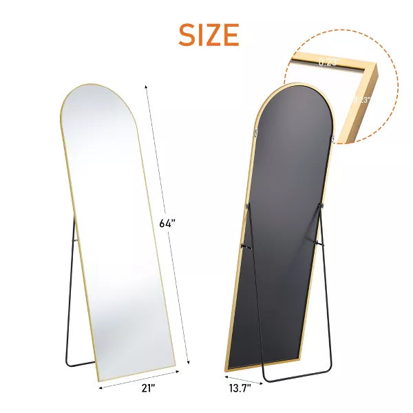 Wooakway Metal Arch Full Length Mirror Freestanding Mirror Wall Mirror Decorative Mirror Black/Gold