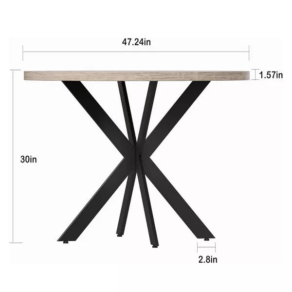 PAKASEPT 47" Mid-century Round Dining Table with Cross Leg, Modern Kitchen Table for 1-4 People