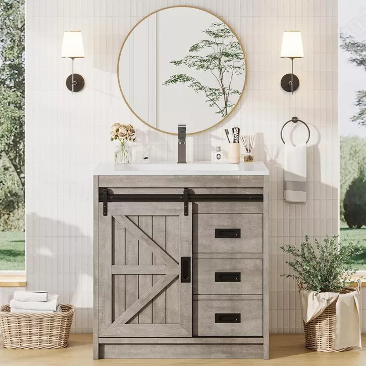 AMERLIFE Farmhouse Bathroom Vanity with Sink Combo