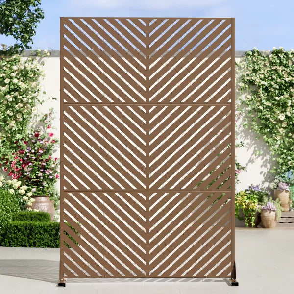 Wooakway 72"H 47"W 16"D Metal Outdoor Privacy Screen Freestanding Patio Decorative Screens