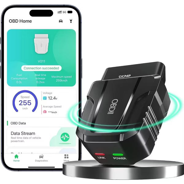 Belatt Bluetooth 5.4 OBD2 Scanner for iOS & Android, Code Reader with Live Data, Read/Clear CEL, Freeze Frame, Performance Tests, 48+ Brands