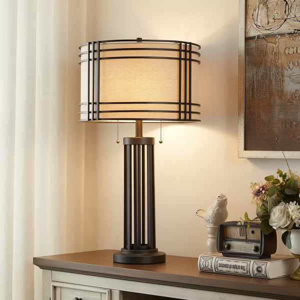 GTCLIGHTING Farmhouse Table Lamps for Living Room,30.5in Black Bedside Lamps with Dual Pull Chain Switch for Bedroom Office