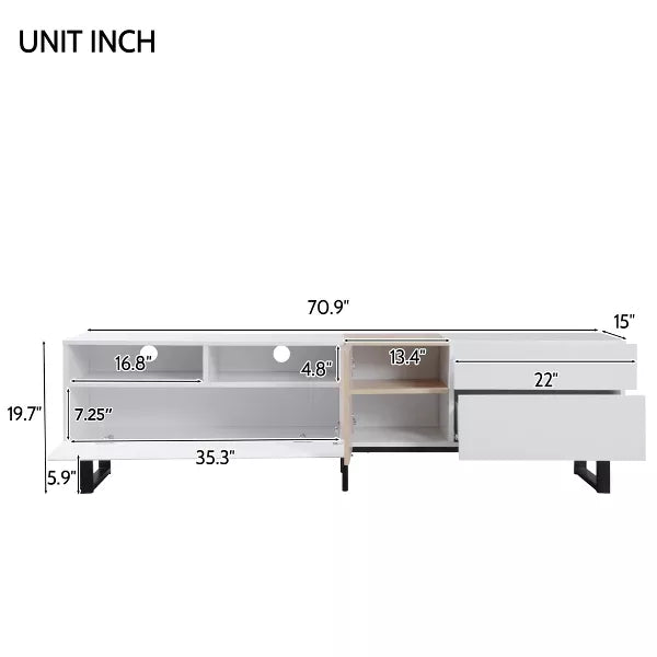 Wooakway Modern TV with Double Storage Space,Media Console Table