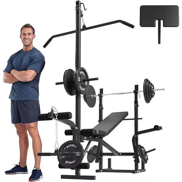 8 in 1 Olympic Weight Bench Set with Leg Extension and Leg Curl, Bench Press Set with Preacher Curl Pad and Chest Fly