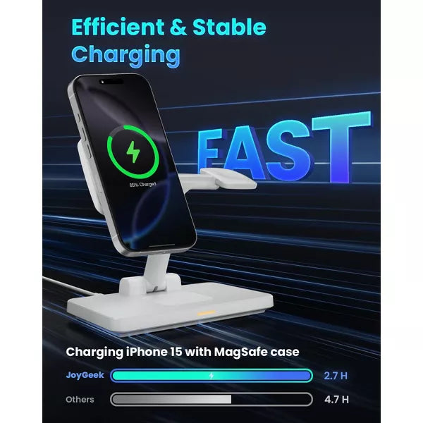 GreenEver Wireless Charging Station 3-in-1 Foldable Charger Phone Stand Charge for iPhone 12-16 Pro/Max/Plus for AirPods