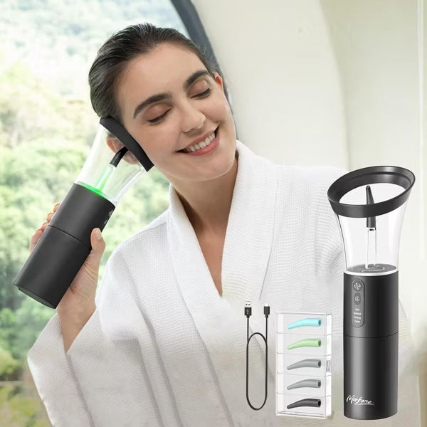 Morfone Electric Ear Cleaning Kit Effective Safe Ear Cleaner Irrigation Flushing System 4 Pressure Modes for Ear Wax Buildup(Black)