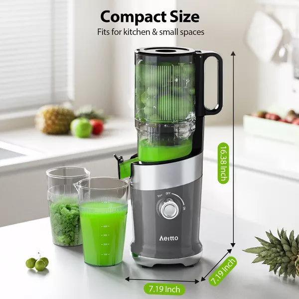 Slow Juicer Machines, Cold Press Juicer 4.9" Extra Large Feed Chute for Whole Fruits and Vegetables & Easy Clean
