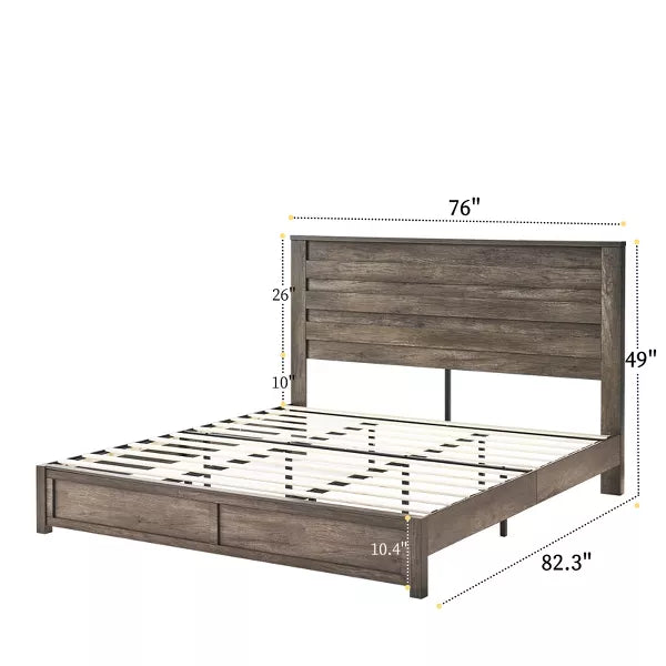 Farmhouse Bed Frame with 49" Tall Headboard