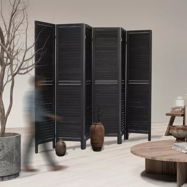 Wooakway Wood Room Dividers 5.6Ft Tall and Folding Privacy Screens for Home, Office