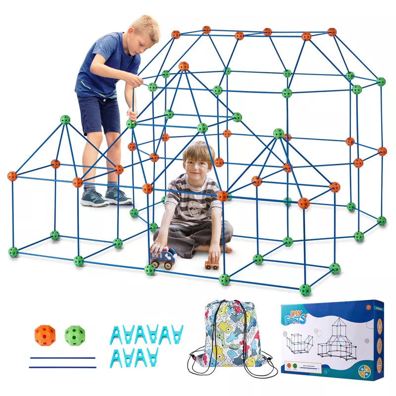 VEVOR Fort Building Kit for Kids,180PCS STEM Building Toys, Educational Gift for 4 5 6 7 8+ Year Old Boys & Girls,Indoor Outdoor Play Tent Builder