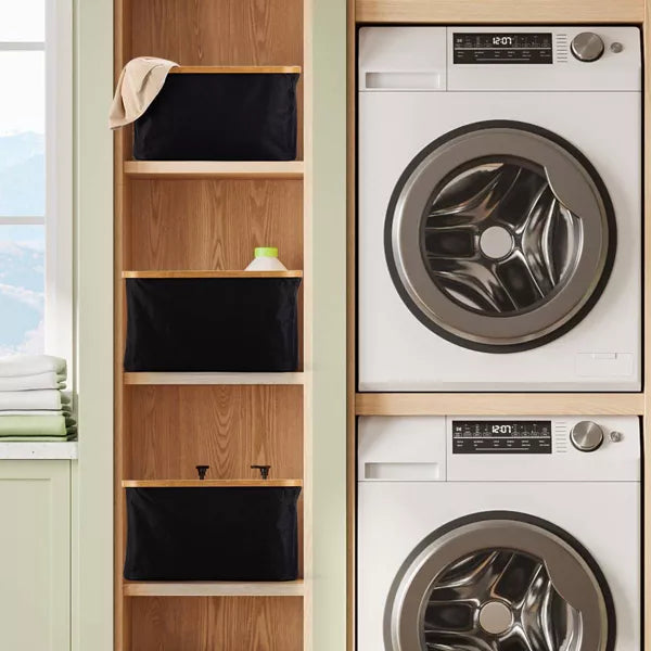 VUSIGN Bamboo Wood Frame Storage Large Black