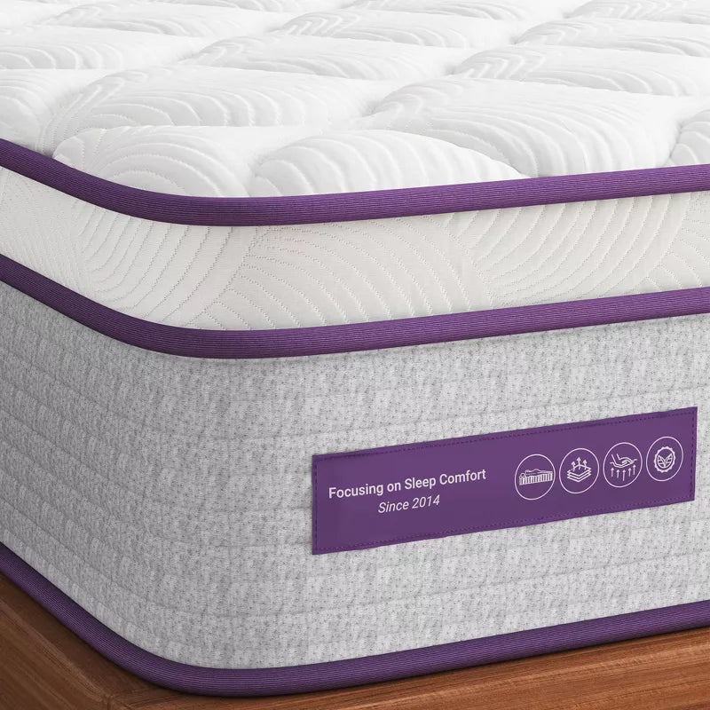 Sersper 12 inch Memory Foam Spring Hybrid Mattress - Compatible with Platform Bed, Box Spring, or Slat Base