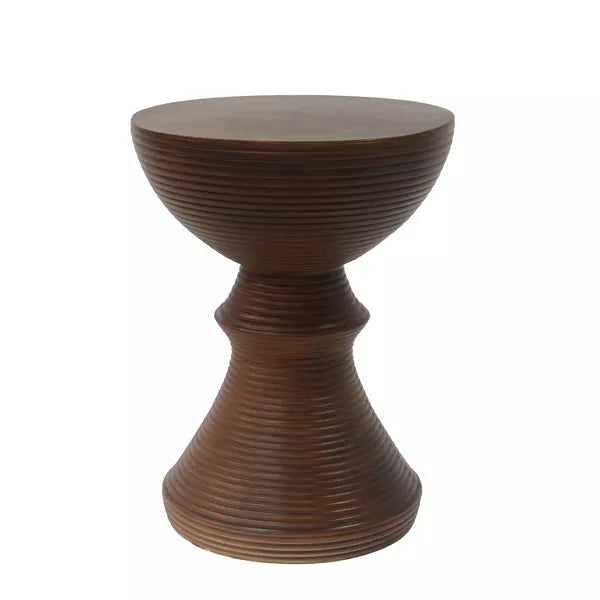 Wooakway Concrete Outdoor Side Table with Hourglass Design, Weather-Resistant Accent for Patio, Garden, or Balcony