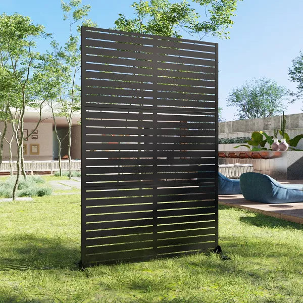 Wooakway 72"H 47"W 16"D Metal Outdoor Privacy Screen Freestanding Patio Decorative Screens