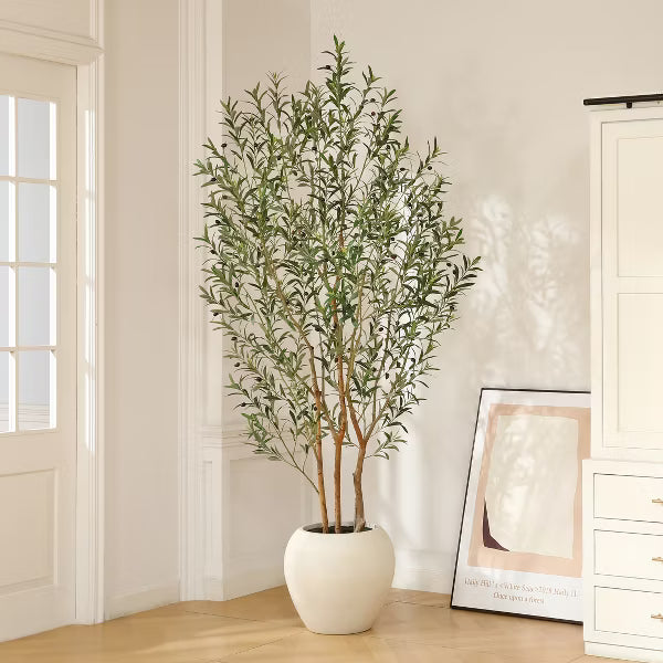 DR.Planzen 8ft Artificial Olive Tree with 18in White Planter, Faux Trees with Real Branches and Fruits and three-dimensional design for Home Decor349.99