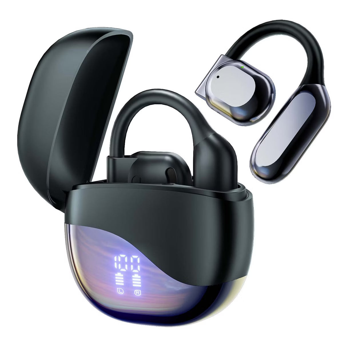 VEATOOL Wireless Earbuds Open Ear Headphone Sport, Bluetooth 5.4 Earbud, 50Hrs Earphone with Earhook, Noise Cancelling Mic