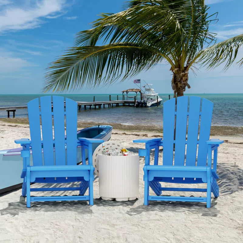 GlasFlength Folding Adirondack Patio Seating Sets, 2PCS with Cup Holder, Suitable for Indoor, Outdoor, Garden, or Backyard,Blue, 31.4"*29.6"*36.4"