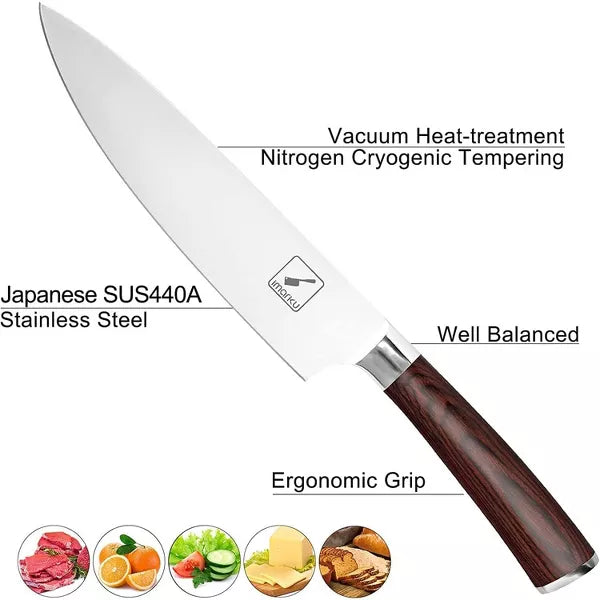 imarku Chef Knife - Pro Kitchen Knife 8 Inch Chef's Knives Japanese SUS440A Stainless Steel Sharp Paring Knife with Ergonomic Handle