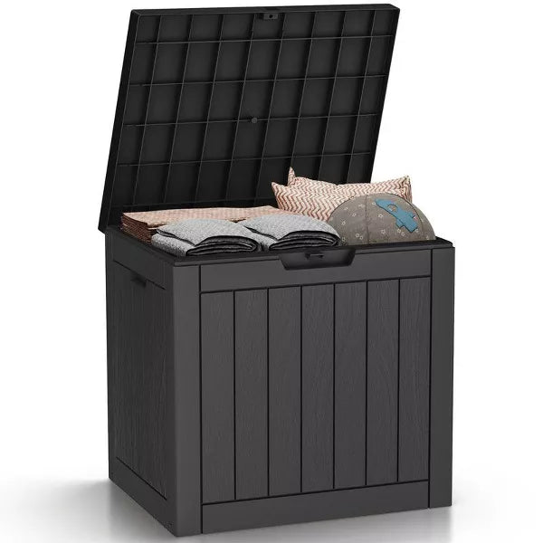 Sersper Outdoor Storage Box, 30 Gallon Deck Box Indoor and Outdoor Use, Waterproof Resin Storage Bin with Lockable Lid,UV Resistant, Black