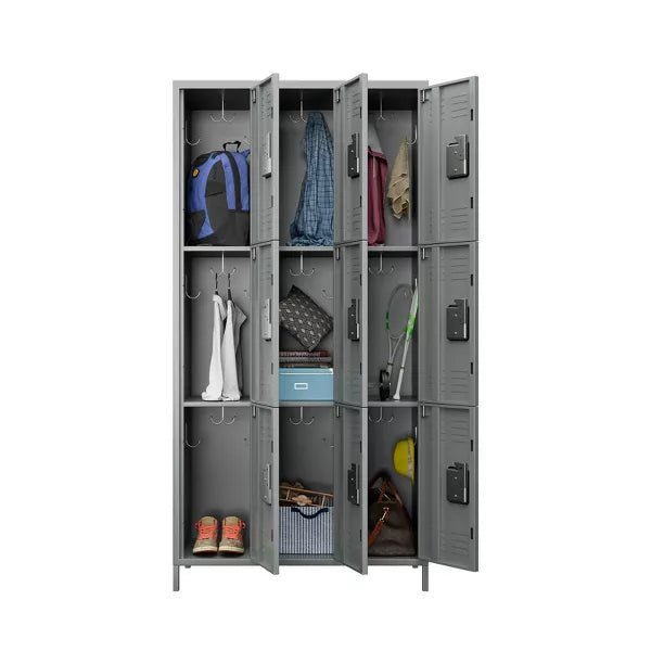 SUXXAN Metal Lockers for Employees School Office Gym Home lockers Storage,9 Doors Lockers with 18 Hooks,Assembly Required