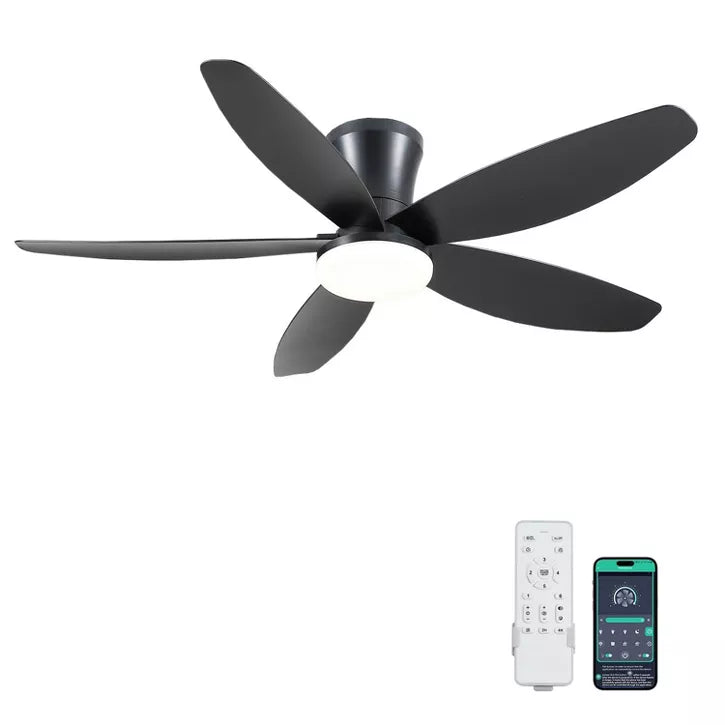 36 or 42 or 48 inch Low Profile Flush Mount Ceiling Fan with LED Light and Remote