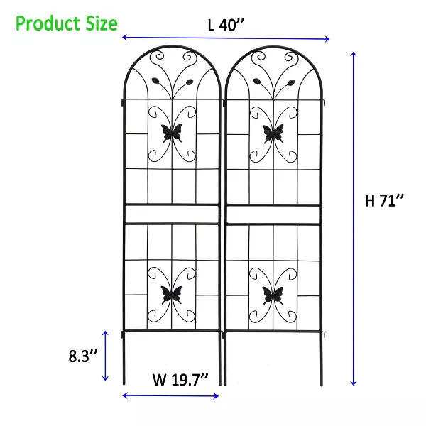 Wooakway 2 Pack Metal Garden Trellis 71" x 19.7" Rustproof Trellis for Climbing Plants Outdoor Flower Support