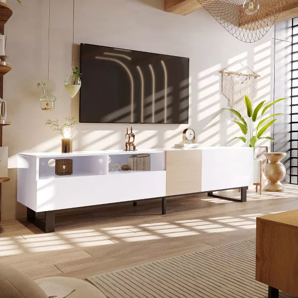 Wooakway Modern TV with Double Storage Space,Media Console Table