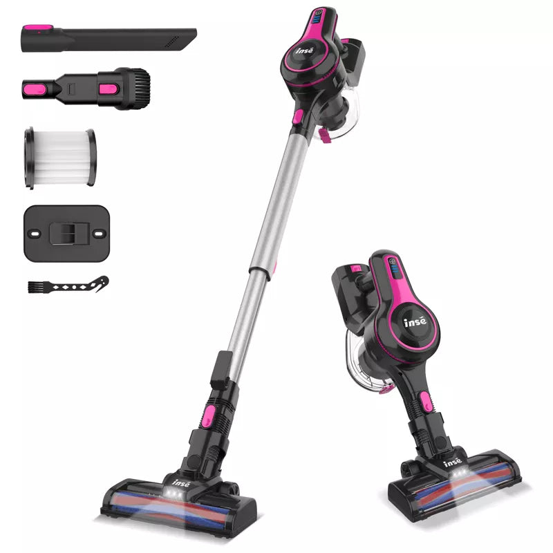 Gift for Valentine's Day INSE N5T Cordless Vacuum Cleaner, Lightweight Powerful Suction Cordless Stick Vacuum Red