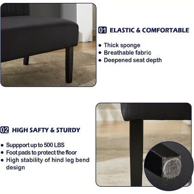 TYBOATLE Mini Armless Loveseat Sofa with USB, Velvet Couch for Small Spaces, Bedroom, Dorm, Office, Living Room