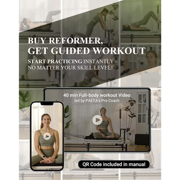 PAETA Pilates Reformer, Foldable Reformer Pilates Machine with Music Wire Springs, Pilates Equipment for Home Workouts with Jump Board