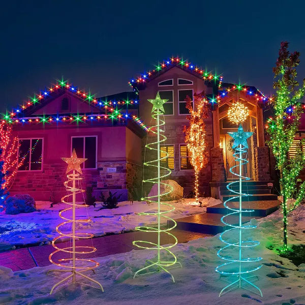 Presence 3 Pack Light Up Multi-Color Christmas Spiral Tree